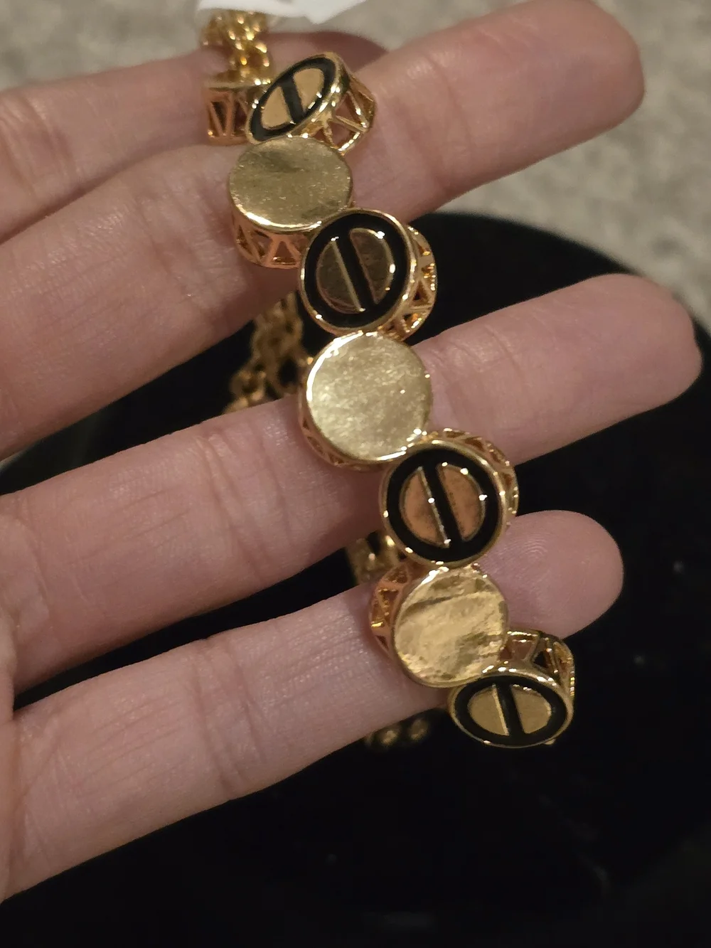 22kgp Dubai Gold-Tone Circular Link Charm Bracelet